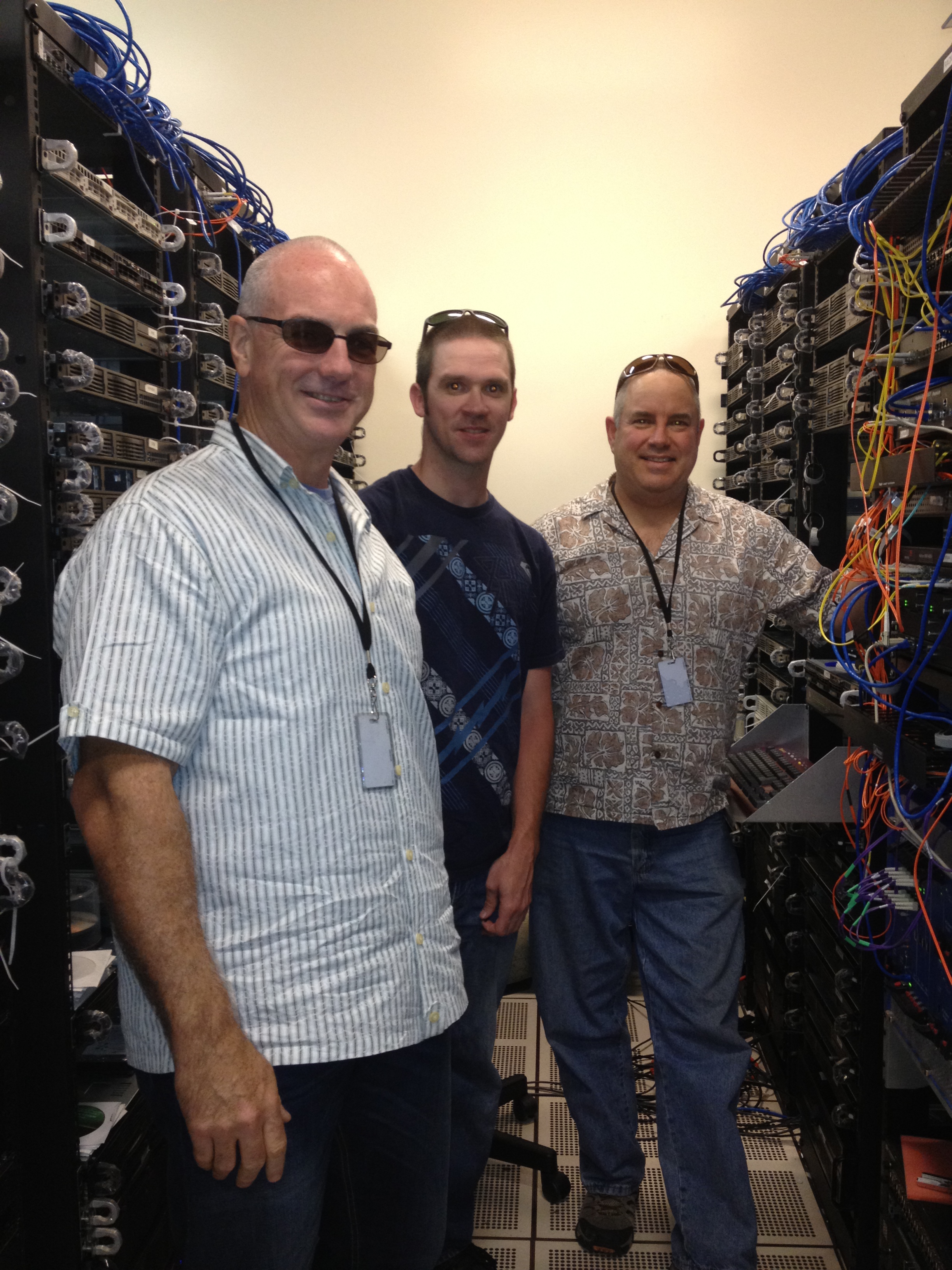 Team with server racks